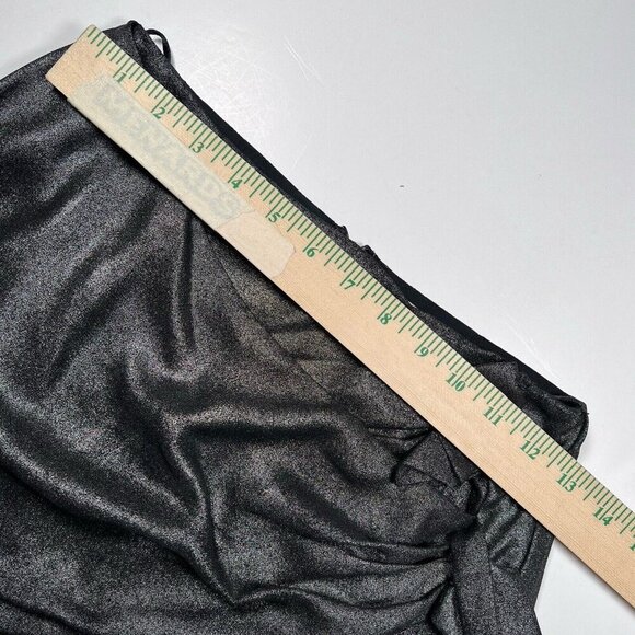 Lenon Women’s Size S Charcoal Metallic Mini Skirt Faux Wrap Front Zipper Closure - Picture 9 of 10